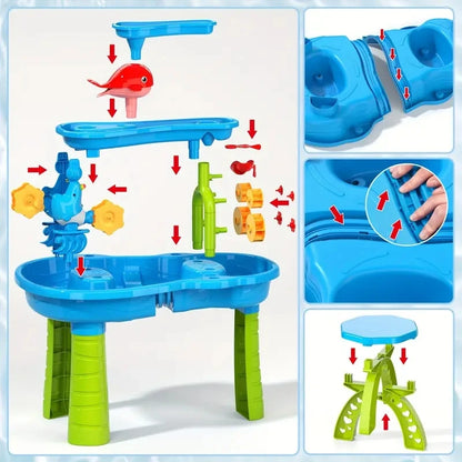 Mesa para niños, juego de agua o  plataforma de arena, juguete multifuncional para interior y exterior.
