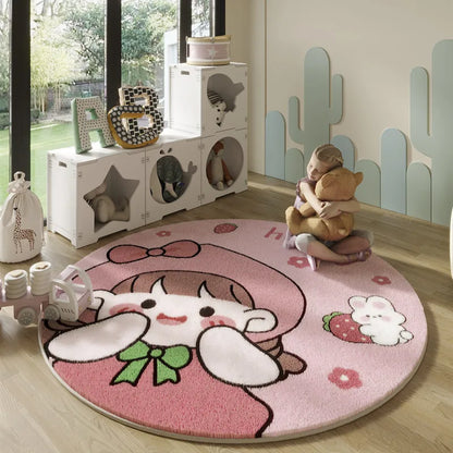 Alfombras de felpa de estilo nórdico con dibujos animados, para sala de estar, decoración para dormitorio infantil.
