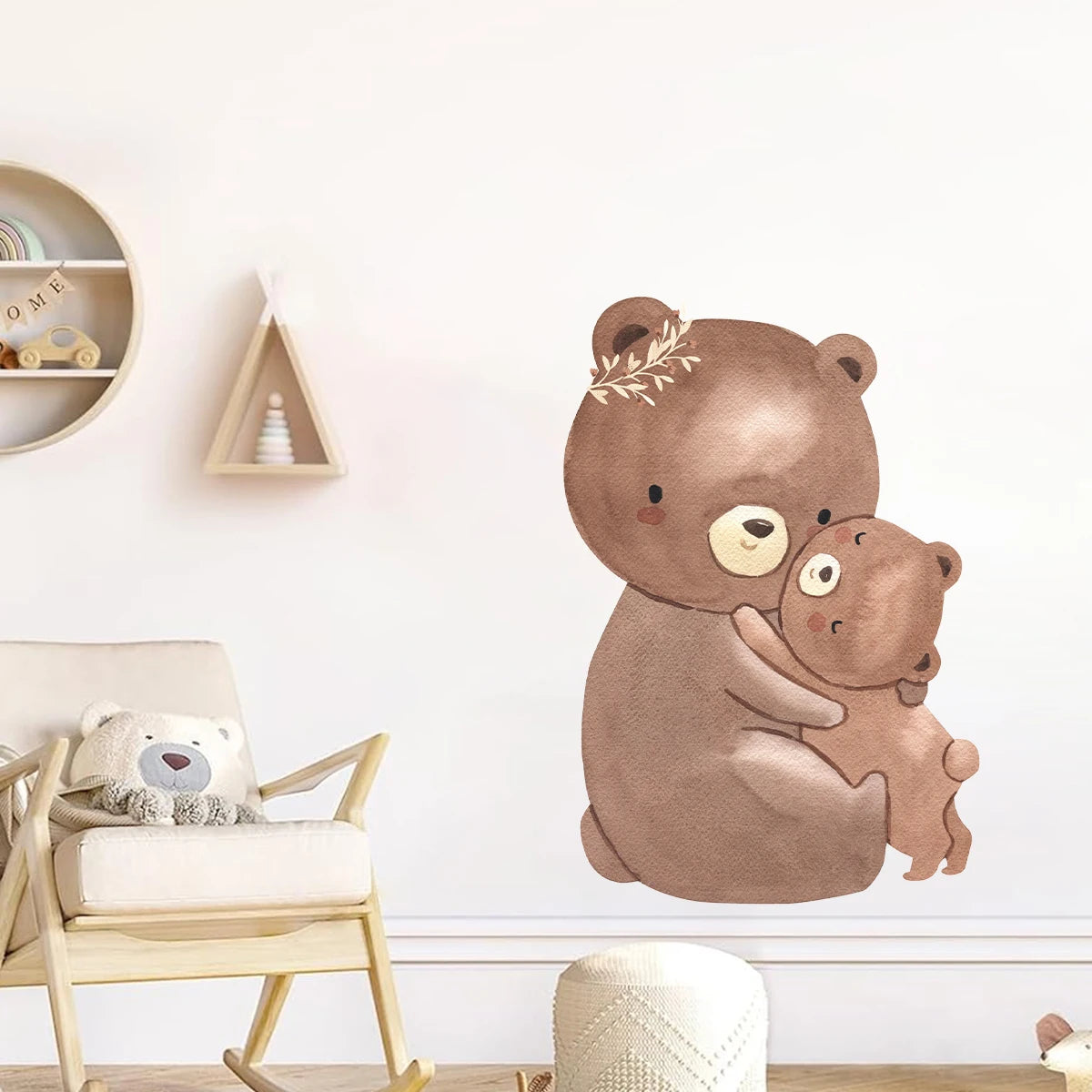 Pegatinas de pared con diseño de oso dormido, luna, estrella, para muebles, dormitorio, habitación infantil.