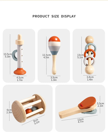 Instrumentos de sonido de madera, campana relajante, buen agarre, juguete apto para morder ,educación infantil.