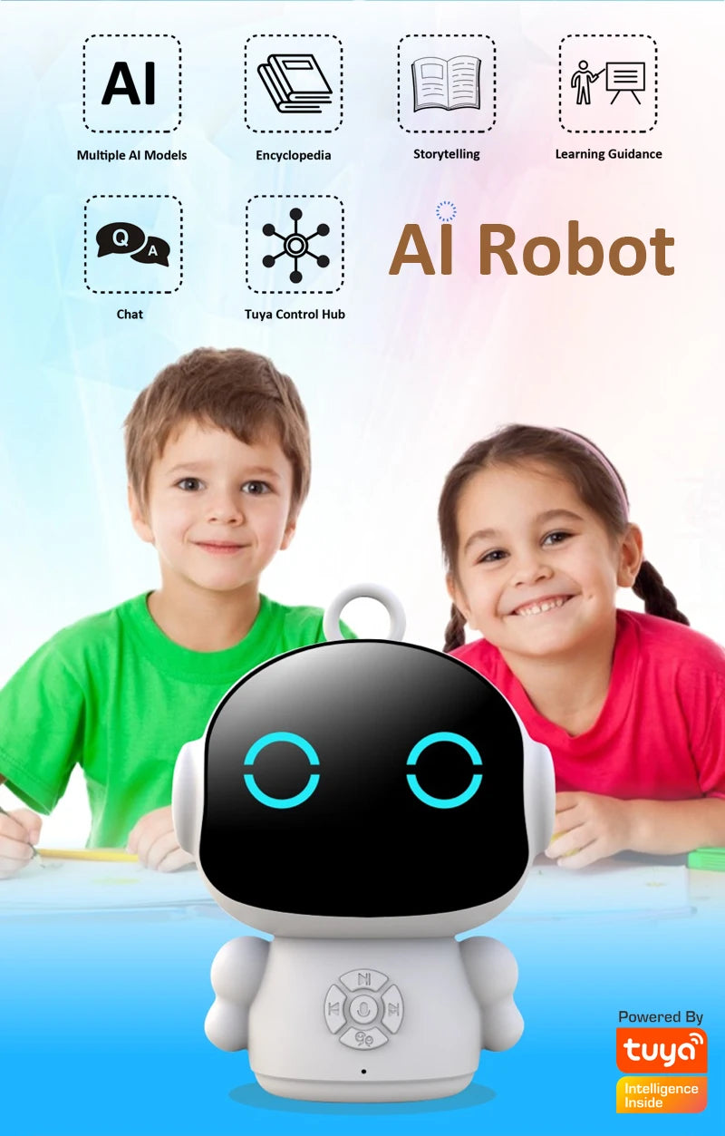 Robot inteligente "Tuya" con inteligencia artificial, WiFi, juguetes educativos para niños con reconocimiento de voz y máquina de aprendizaje educativo interactivo.