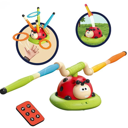 Juguetes deportivos musicales para saltar, 5 en 1, 3 en 1, juego de aros de lanzamiento y lanzador de disparos para niños y niñas, máquina multifunción para interiores y exteriores con diseño de chinita.