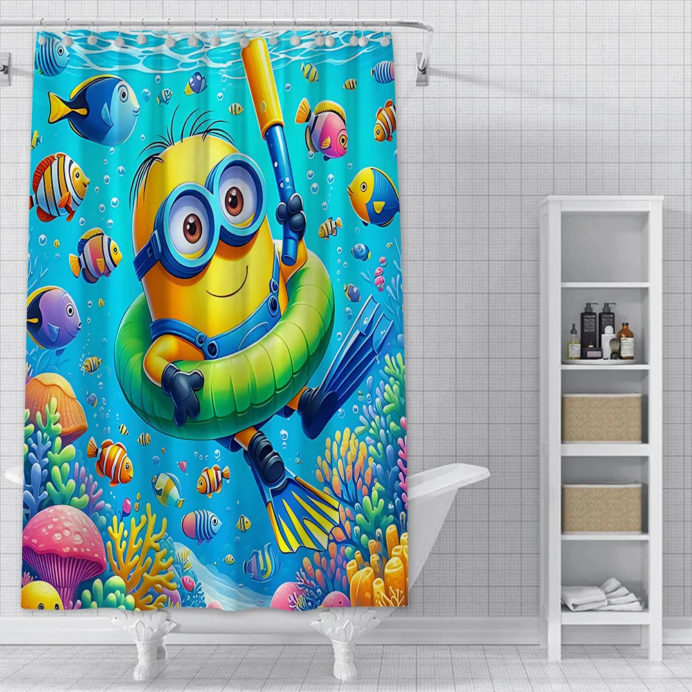 Cortina de ducha minions, decoración del hogar y baño, cortina con gancho, tela de poliéster impermeable