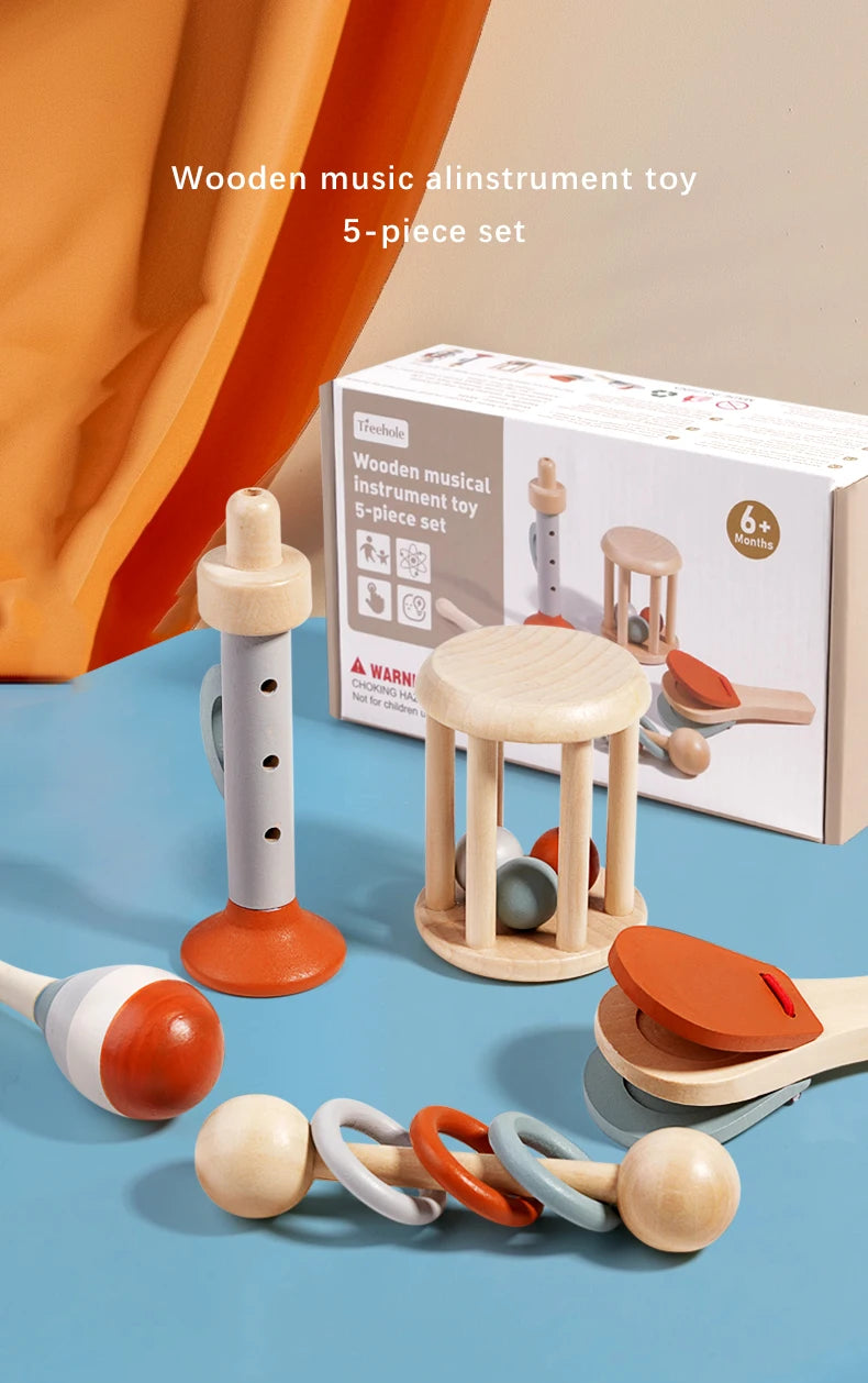 Instrumentos de sonido de madera, campana relajante, buen agarre, juguete apto para morder ,educación infantil.