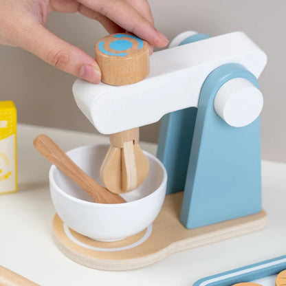 Juguete cocina de madera, máquina de café de madera, tostadora, batidora de alimentos, aprendizaje temprano, juego de rol.