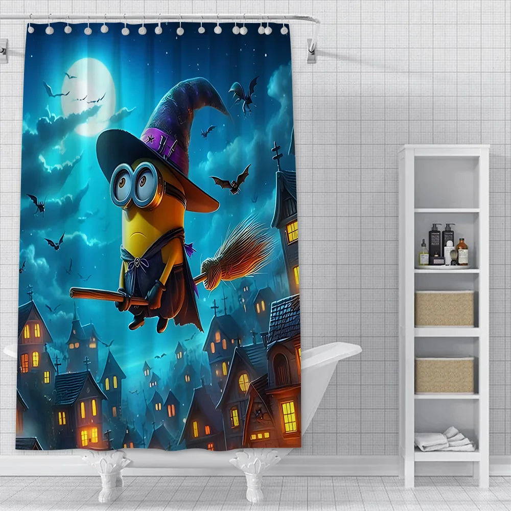 Cortina de ducha minions, decoración del hogar y baño, cortina con gancho, tela de poliéster impermeable