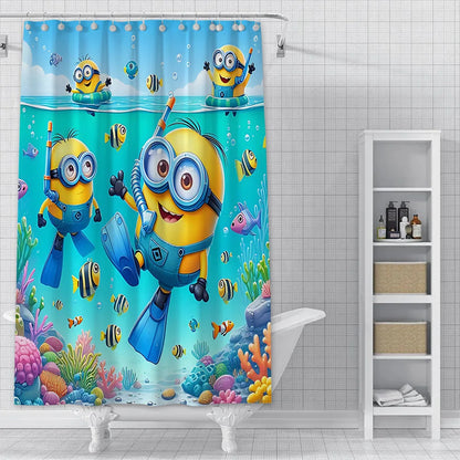 Cortina de ducha minions, decoración del hogar y baño, cortina con gancho, tela de poliéster impermeable