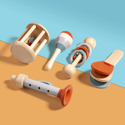 Instrumentos de sonido de madera, campana relajante, buen agarre, juguete apto para morder ,educación infantil.