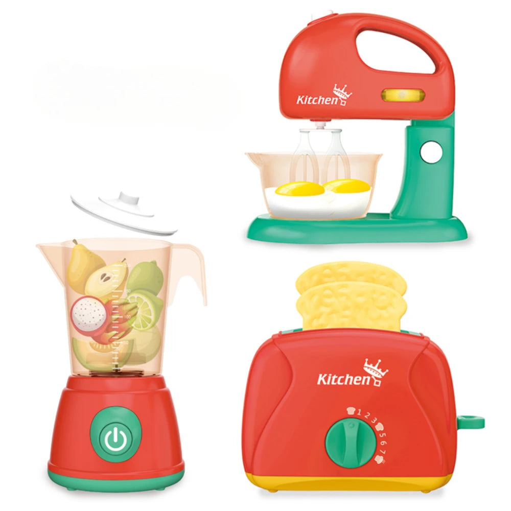 Juego de utensilios de cocina: batidora, tostadora, luces y sonidos, accesorios para niños y niñas, diversión en la cocina.