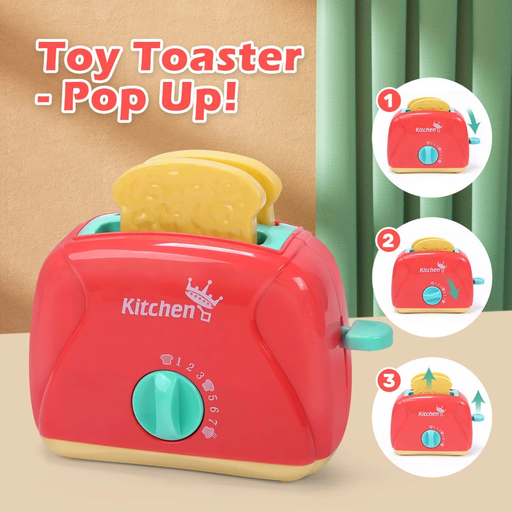 Juego de utensilios de cocina: batidora, tostadora, luces y sonidos, accesorios para niños y niñas, diversión en la cocina.