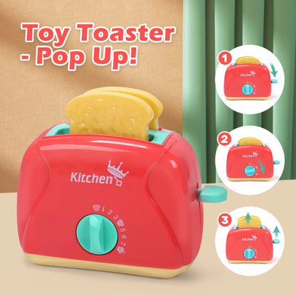 Juego de utensilios de cocina: batidora, tostadora, luces y sonidos, accesorios para niños y niñas, diversión en la cocina.