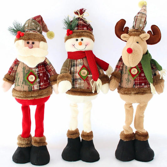 3 piezas de muñecos navideños decorativos de Navidad, reno, muñeco de nieve, Viejito Pascuero muñeco de pie, adorno de  Navidad ¡Feliz Navidad!