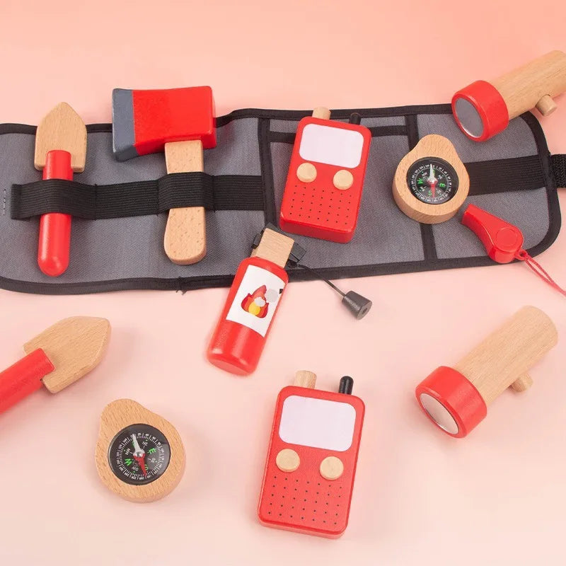 Juego de simulación de bomberos, de madera para niños y niñas, juego de rol, juguetes educativos a partir desde los 3 años