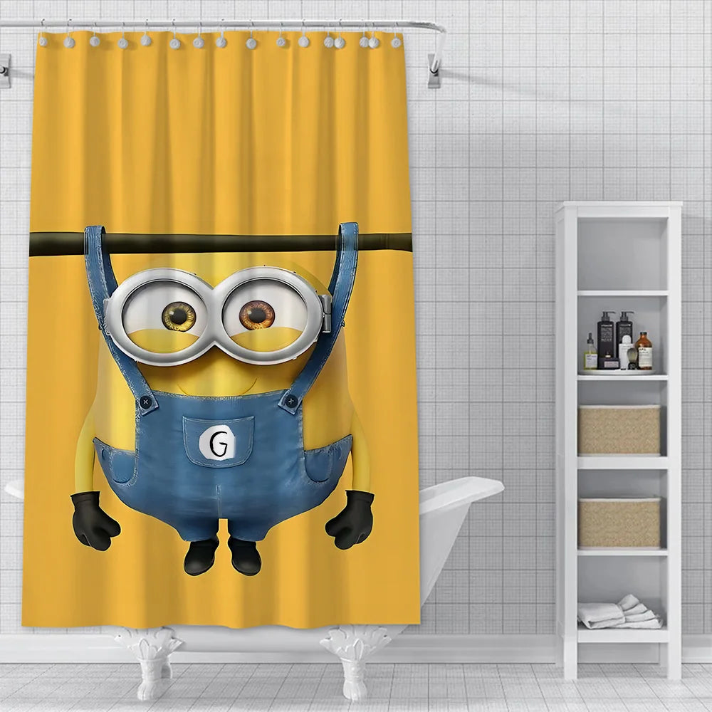 Cortina de ducha minions, decoración del hogar y baño, cortina con gancho, tela de poliéster impermeable