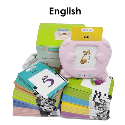 Máquina de aprendizaje, con tarjetas parlantes, audiolibro electrónico para niños y niñas,  idiomas inglés, alemán, español y francés.