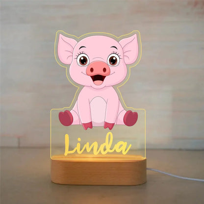 Lámpara de noche de animales personalizada para niños o niñas, lámpara acrílica para decoración de dormitorio,