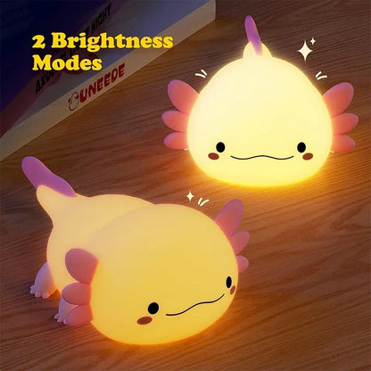 Linda luz nocturna de ajolote para dormitorio de niños