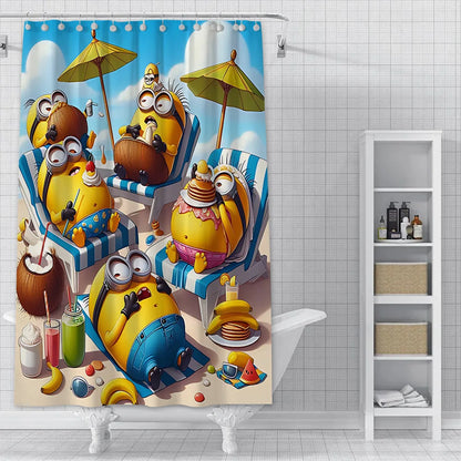 Cortina de ducha minions, decoración del hogar y baño, cortina con gancho, tela de poliéster impermeable