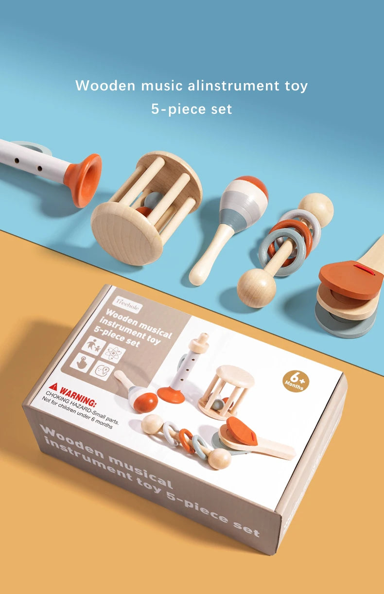 Instrumentos de sonido de madera, campana relajante, buen agarre, juguete apto para morder ,educación infantil.