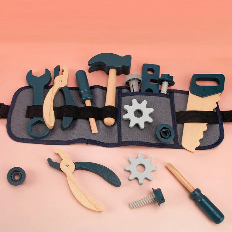 Juego de simulación de herramientas, juego de simulación de madera, juego de riñonera de reparador.
