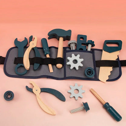 Juego de simulación de herramientas, juego de simulación de madera, juego de riñonera de reparador.