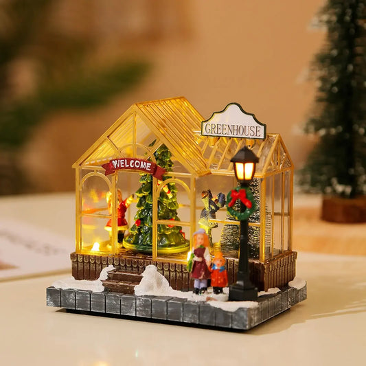 Casa decorativa de navidad con luces led.