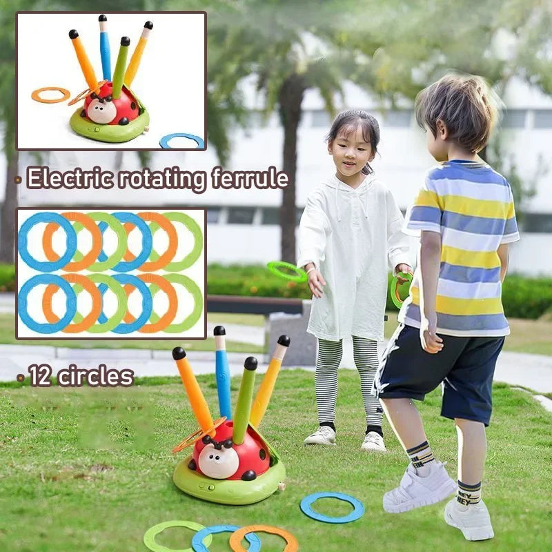 Juguetes deportivos musicales para saltar, 5 en 1, 3 en 1, juego de aros de lanzamiento y lanzador de disparos para niños y niñas, máquina multifunción para interiores y exteriores con diseño de chinita.