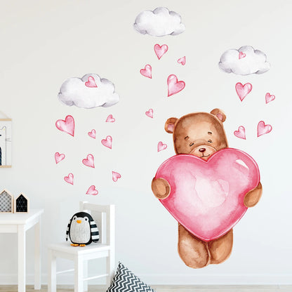 Pegatinas de pared con diseño de oso dormido, luna, estrella, para muebles, dormitorio, habitación infantil.