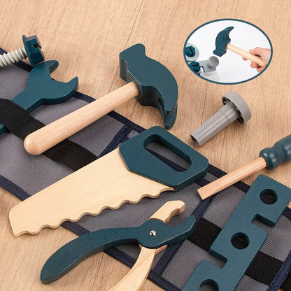 Juego de simulación de herramientas, juego de simulación de madera, juego de riñonera de reparador.