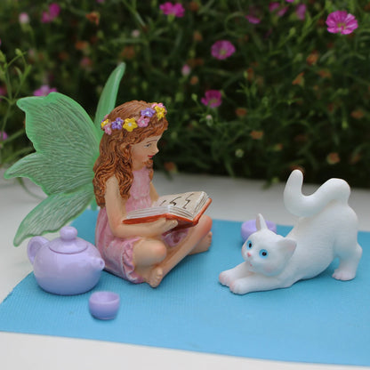Juego de 6 estatuas de bonsái de resina con diseño de hadas de las flores luminosa, minijardín de cuento de hadas para exteriores, artesanías decorativas, accesorios para macetas